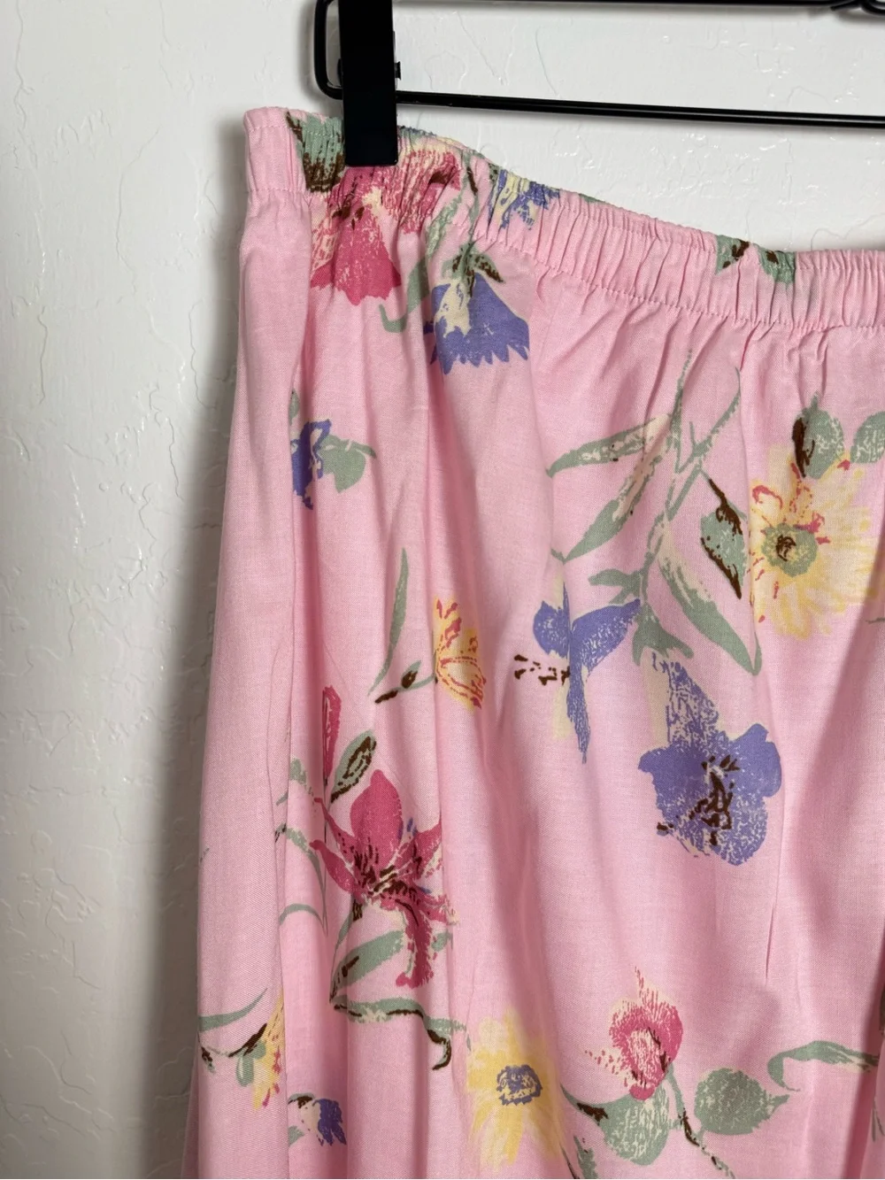 Fred Thomas Vintage Watercolor Floral Pink Midi Skirt
